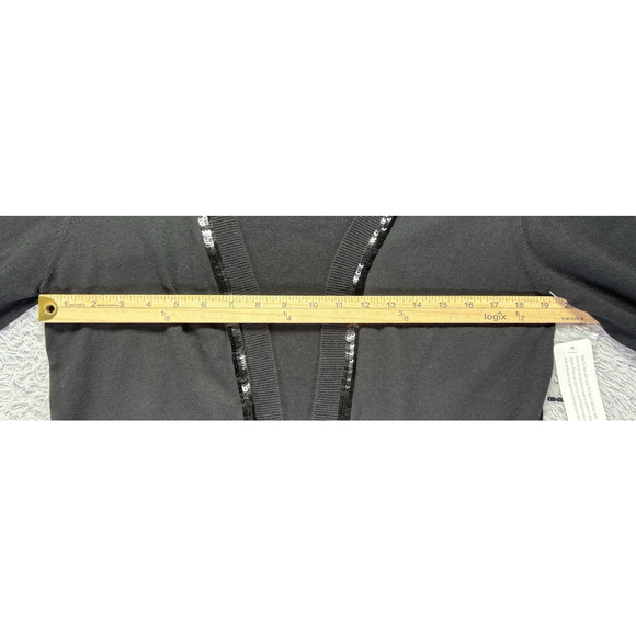 Jason Wu Large Black Cropped Open Front Sequin Cardigan Sweater Classic‎ NWT - Picture 7 of 13